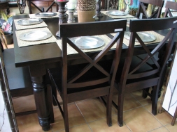 Square Traditional Dining Table with cross back chairs